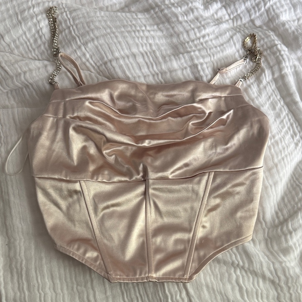 Bear Dance Satin Crop Top in Light Pink